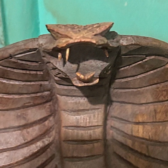 Vintage Set Of 4 Hand Carved Wood Cobras  Statuettes King Cobras Large Small - Picture 4 of 16